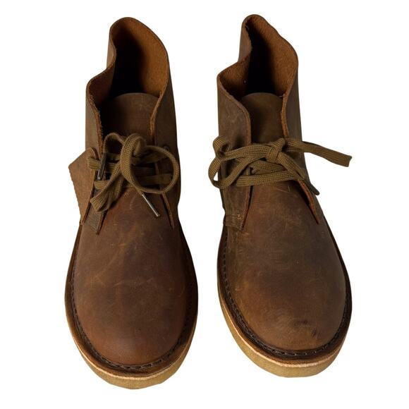 Clarks Desert Boot Womens sz 9 Beeswax Brown Leather Ankle Lace Up Boho Country - Picture 2 of 8